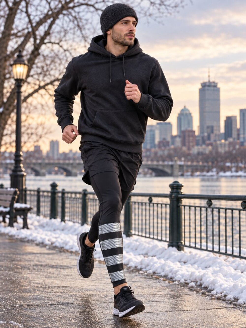 Wear It To Heart Men’s Gusset Black Reflective Compression Tights Large WITH
